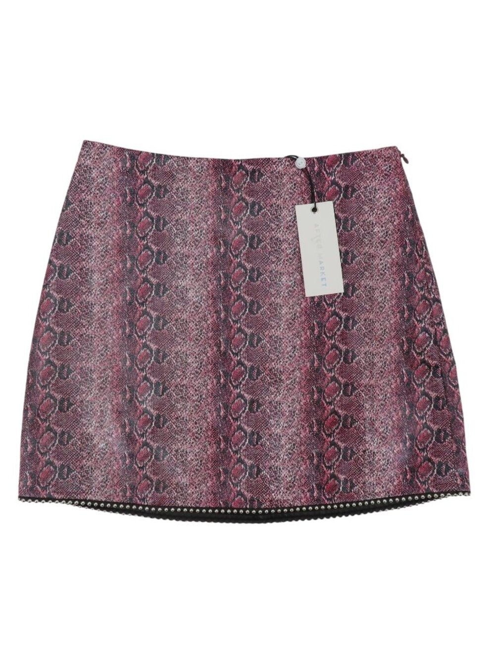 After Market Womens Small Pink Python Snakeskin Print Beaded Trim Skirt NEW